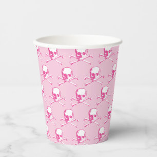 Vasos De Papel Copa De Papel De Patrón De Cráneo Rosado Y Crossbo