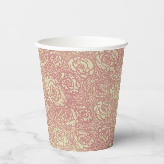 Vasos De Papel Copa de papel de patrón rosa de bonito (Anverso)