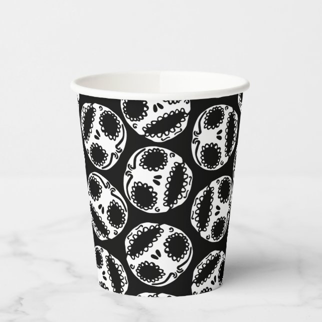 Vasos De Papel Copa de papel del patrón de cráneo de azúcar (Izquierda)