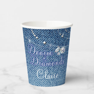 Vasos De Papel Copa de Papel Fiesta Diamonte y Denim