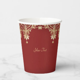 Vasos De Papel Copa de papel floral rojo de oro moderno