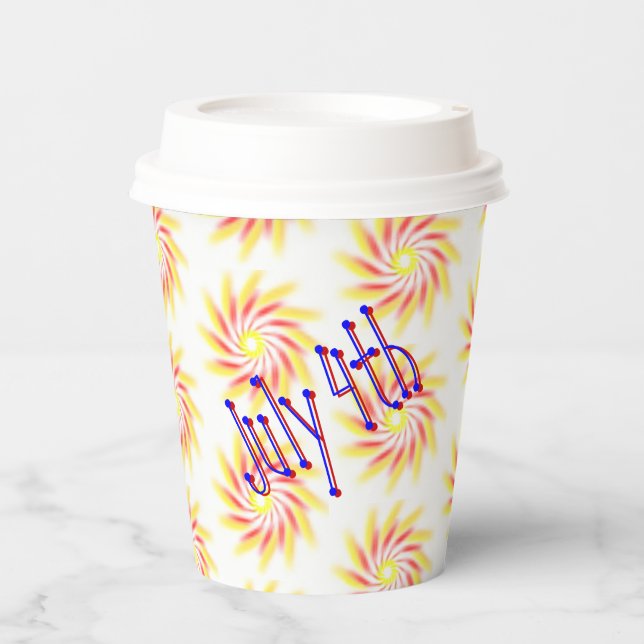 Vasos De Papel Copa de Papel - Fuegos artificiales para la cuarta (Anverso)