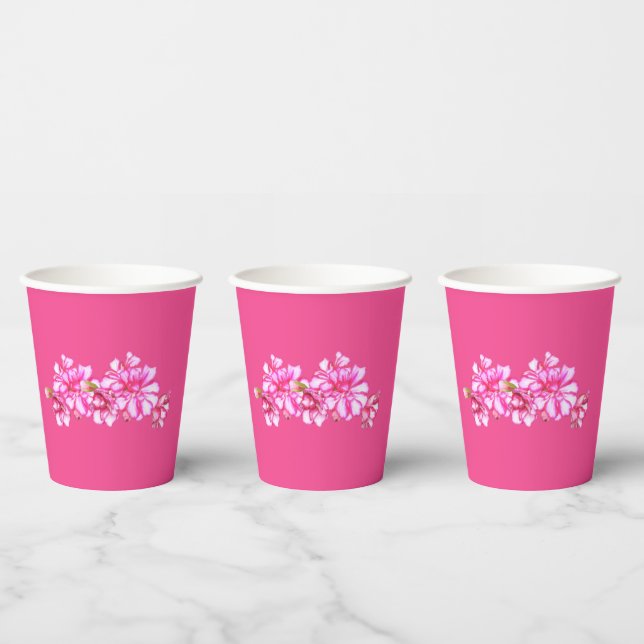 Vasos De Papel Copa de Papel - Geranios rosados desnudos (Multi)