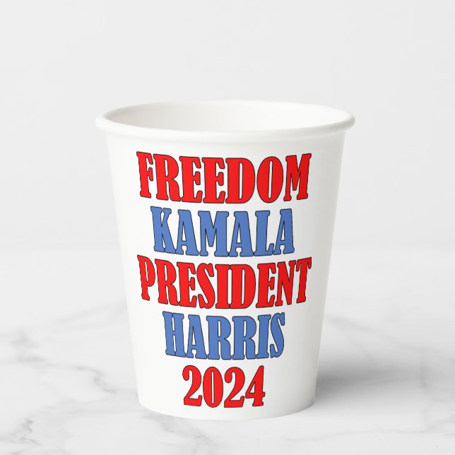 Vasos De Papel Copa de papel Kamala Harris Freedom 2024 (Anverso)
