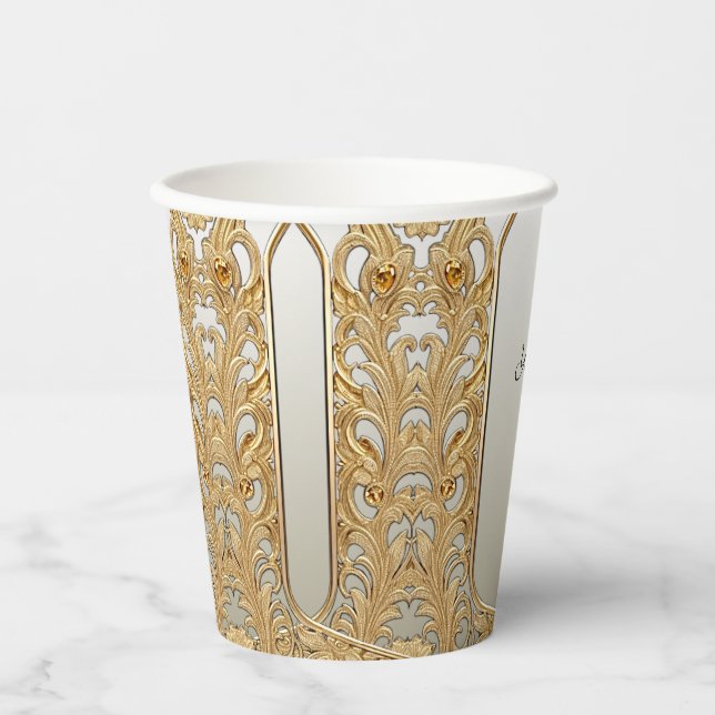 Vasos De Papel Copa de papel Ornate de oro moderno (Anverso)