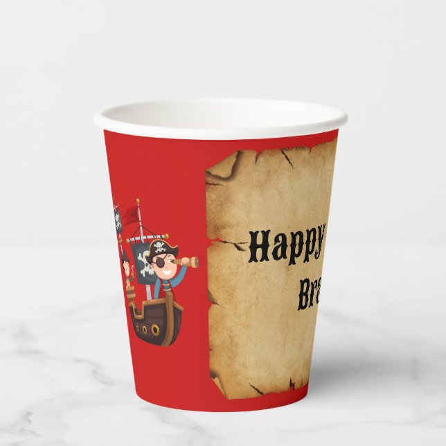Vasos De Papel Copa de Papel Personalizada de Fiesta Pirata (Anverso)