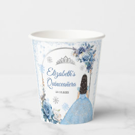 Vasos De Papel Copa de Papel Quinceañera de invierno azul platead