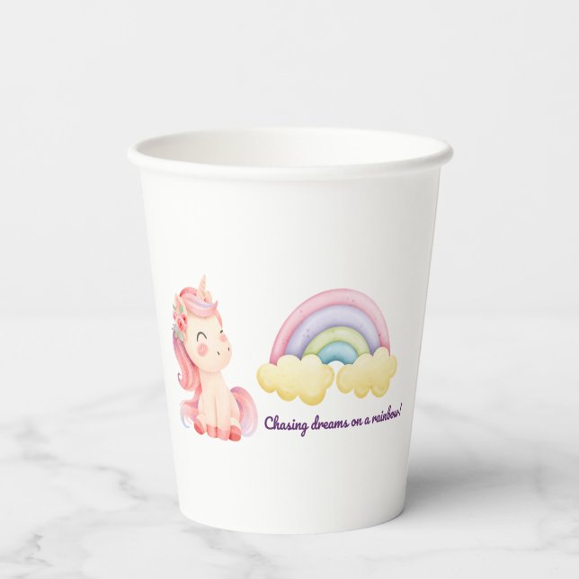Vasos De Papel 🌈 Copa de Papel Rainbow Unicorn ☁ ✨ (Reverso )