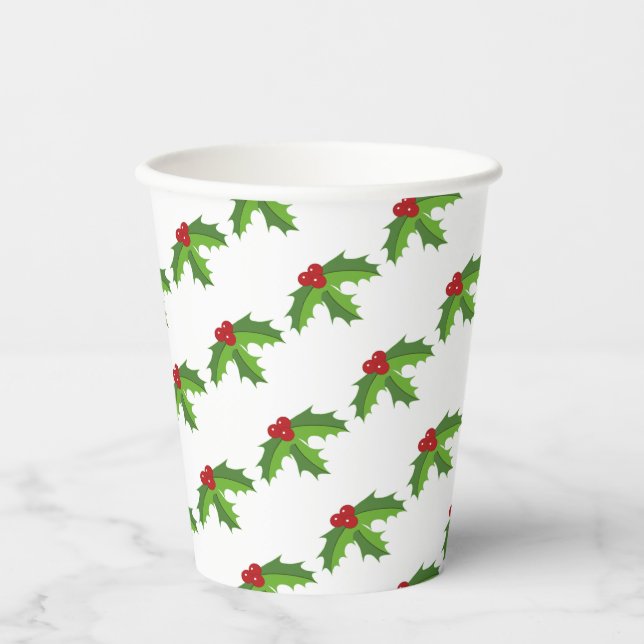 Vasos De Papel Copa de Papel Red Berry Holly (Anverso)
