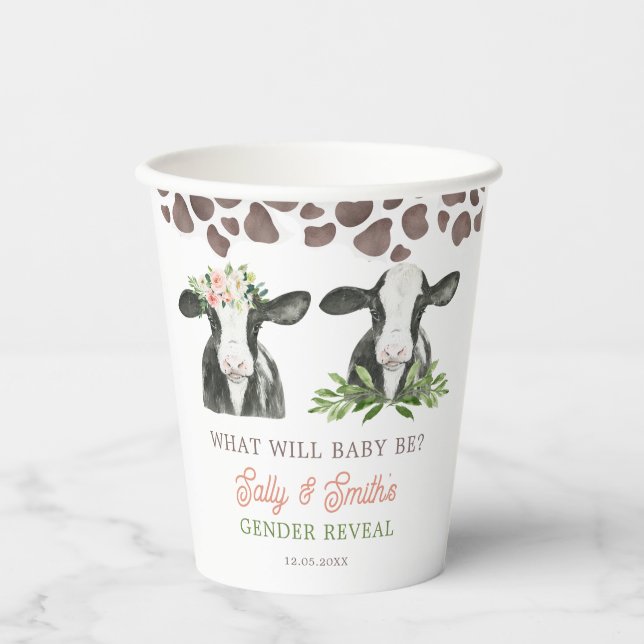 Vasos De Papel Copa de Papel Revelador de Género de granja de vac (Anverso)