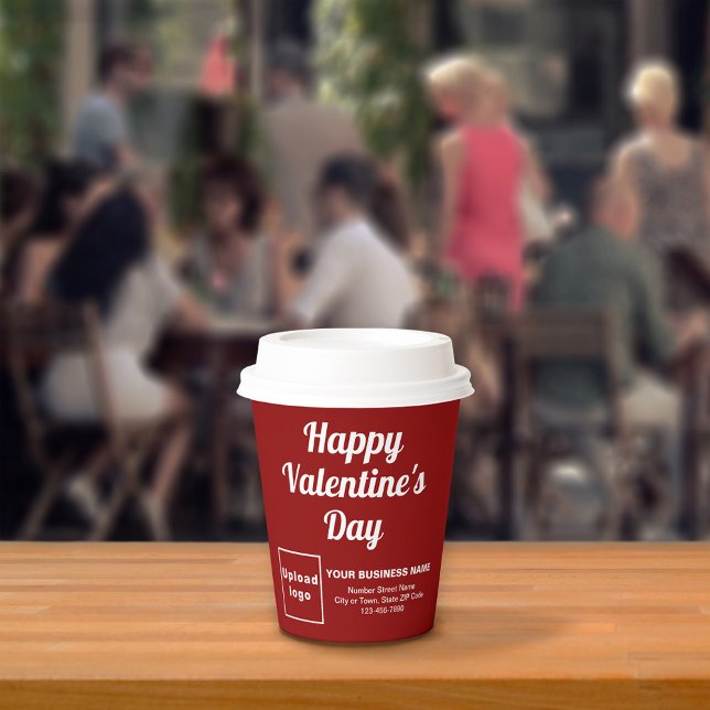 Vasos De Papel Copa de papel rojo de Business Valentine (Business brand with Happy Valentine's Day greeting on red paper cup.)
