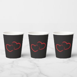 Vasos De Papel Copa de Papel Rojo de Doble Corazón