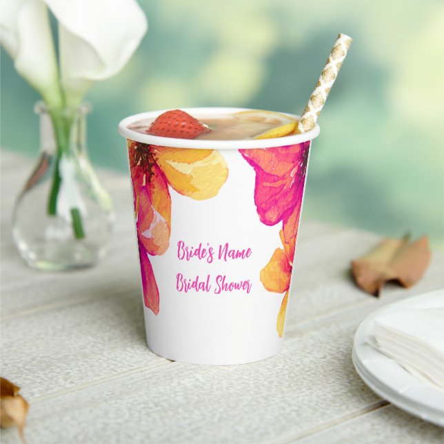 Vasos De Papel Copa de Papel Rosa Hibiscus (in situ)