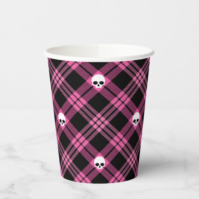 Vasos De Papel Copa de Papel Tapado de Cráneo Rosado (Izquierda)