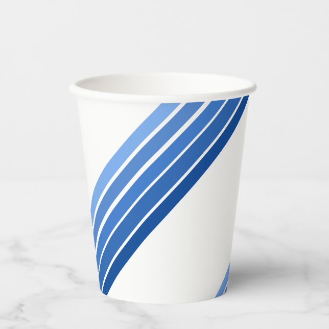 Vasos De Papel Copa de papel - Tonos de franjas diagonales azules (Anverso)