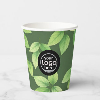 Vasos De Papel Copa de Papel Verde - Logotipo Personalizado