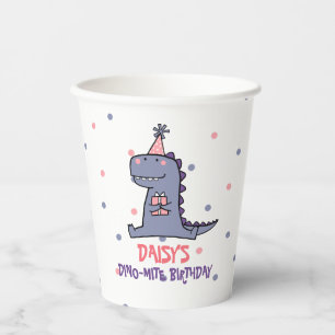 Vasos De Papel Copa Dino-Mite de Papel de Cumpleaños de los chica