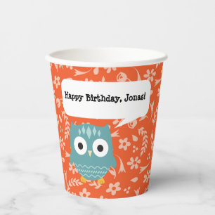 Vasos De Papel Copa Fiesta de papel personalizada de Lechuza Azul