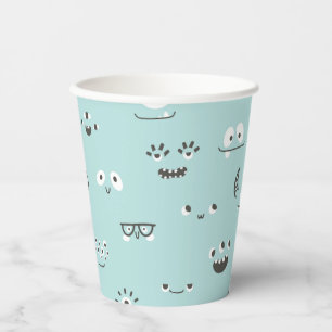 Vasos De Papel Copa Fiesta Turquesa de Monstruos Azules Ojos