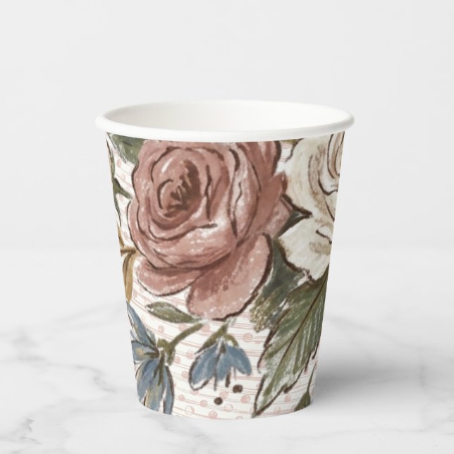 Vasos De Papel Copa Floral (Anverso)