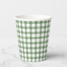 Vasos De Papel Copa Green Gingham Paper