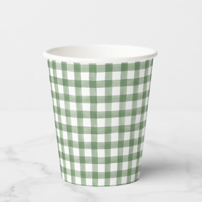 Vasos De Papel Copa Green Gingham Paper (Anverso)