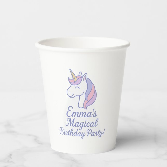 Vasos De Papel Copa Mística de Unicornio (Anverso)
