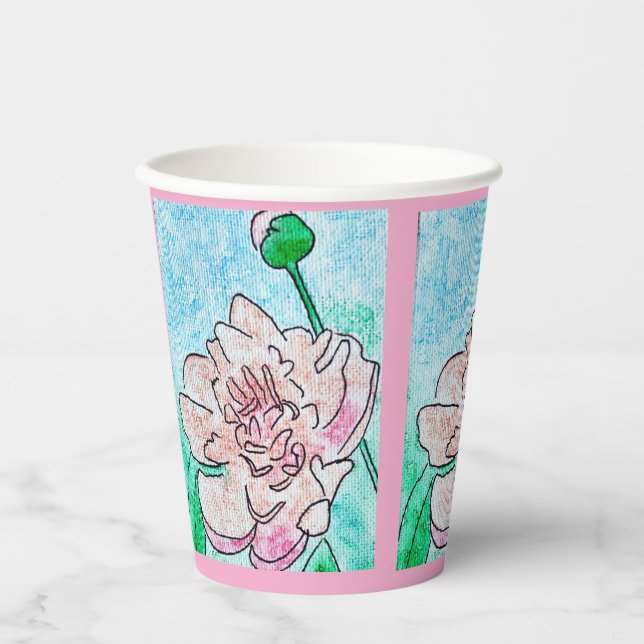 Vasos De Papel Copa Peony Green Paper (Anverso)