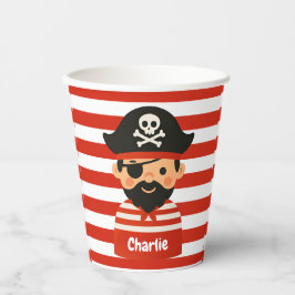Vasos De Papel Copa Pirata con nombre de marinero stripy