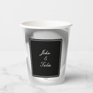Vasos De Papel Copa Rosa Blanca Elegante diseño floral con disf