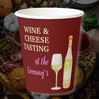 Vasos De Papel Copa Sip & Savor de Fiesta de vino y queso
