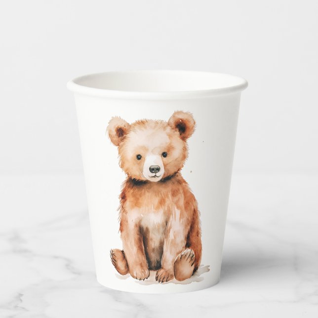 Vasos De Papel Copa Temática de Woodland de Oso Pequeño (Anverso)