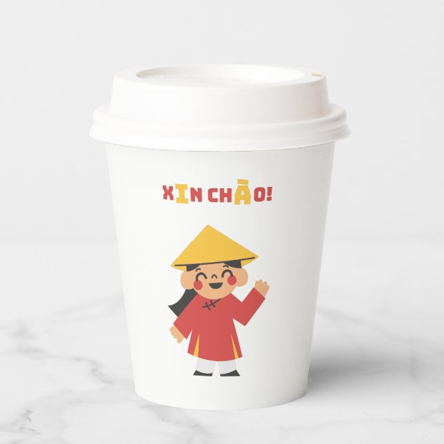 Vasos De Papel Copa Vietnam Hola - "Xin Chào" (Anverso)
