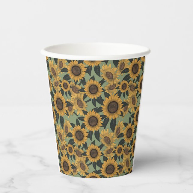 Vasos De Papel Copas de Baby Shower de Sunflower Bloom (Anverso)