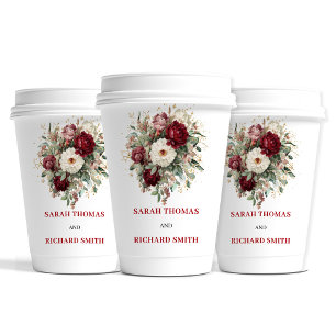 Vasos De Papel Copas de Boda Refined Blush Burgundy Gold