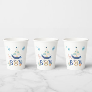 Vasos De Papel Copas de ducha de bebé náutica Ahoy es un niño