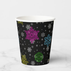 Vasos De Papel Copas de Fiesta de copo de nieve brillante - set 1