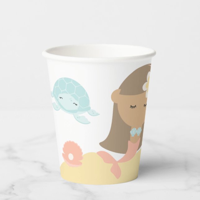 Vasos De Papel Copas de fiesta de cumpleaños de sirena (Anverso)