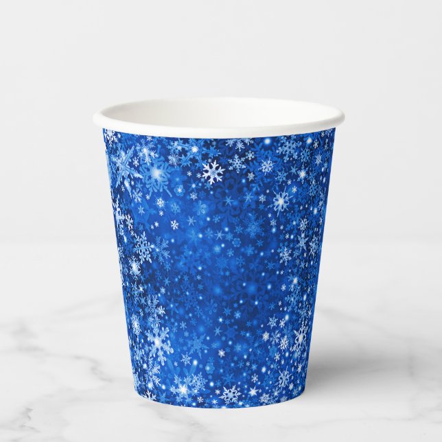 Vasos De Papel Copas de fiesta de papel con copos de nieve (Anverso)