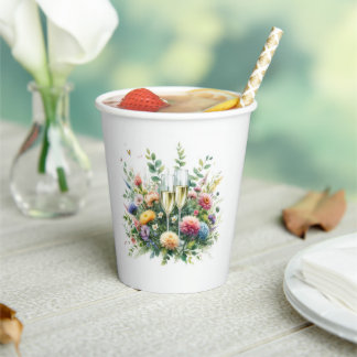 Vasos De Papel Copas de Jardín de Champán Floral