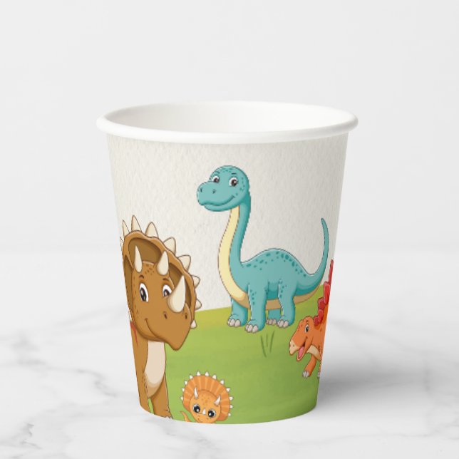 Vasos De Papel Copas de la fiesta de cumpleaños de Dinosaur Dig D (Anverso)