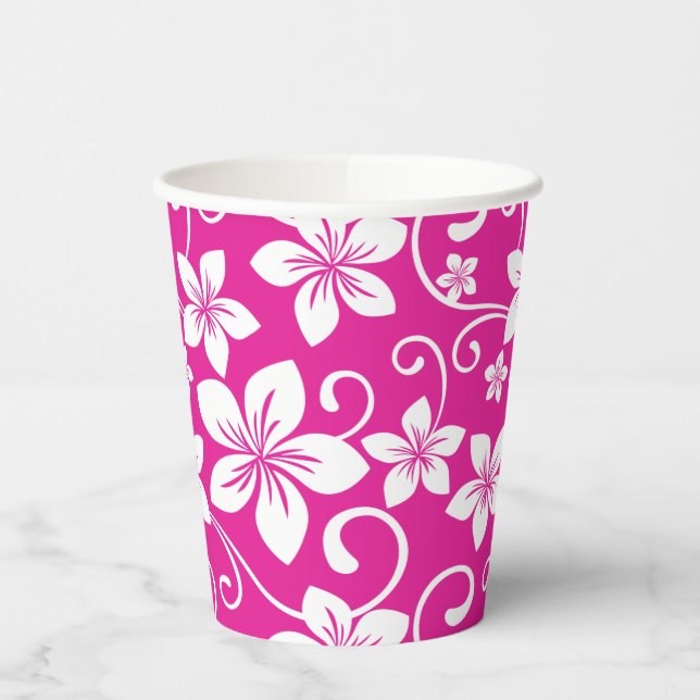 VASOS DE PAPEL COPAS DE PAPEL AZUL HAWAI (ROSA INTENSO) (Izquierda)