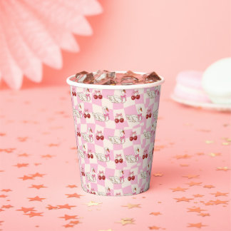 Vasos De Papel Copas de papel Cisne y Cereza Coquette