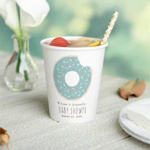 Vasos De Papel Copas de papel de Baby Shower de Donut Verde