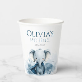 Vasos De Papel Copas de papel de Baby Shower para elefantes azule