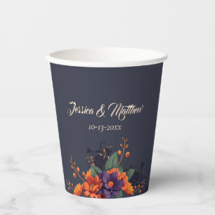 Vasos De Papel Copas de papel de boda con monograma floral gótico