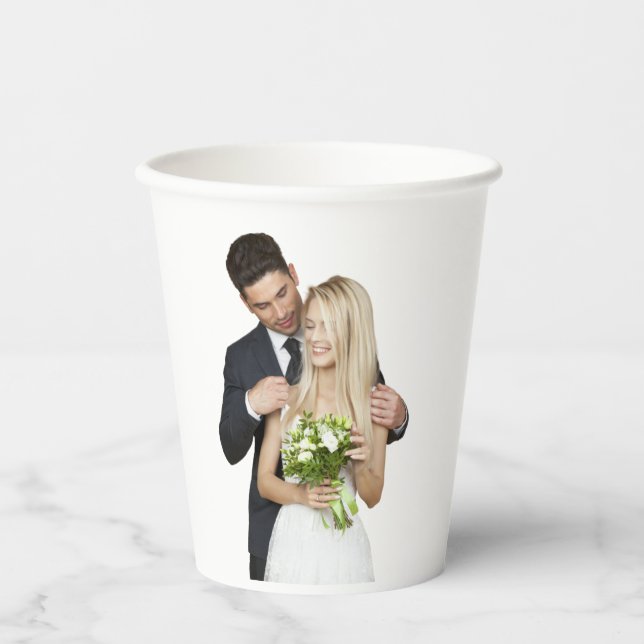 Vasos De Papel Copas de papel de Boda de fotografía personalizado (Anverso)
