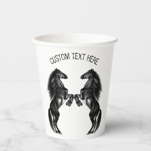 Vasos De Papel Copas de papel de caballo salvaje negro con texto