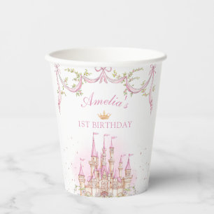 Vasos De Papel Copas de papel de cumpleaños del castillo de princ
