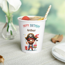 Vasos De Papel Copas de Papel de Cumpleaños Felices y Piratas Per